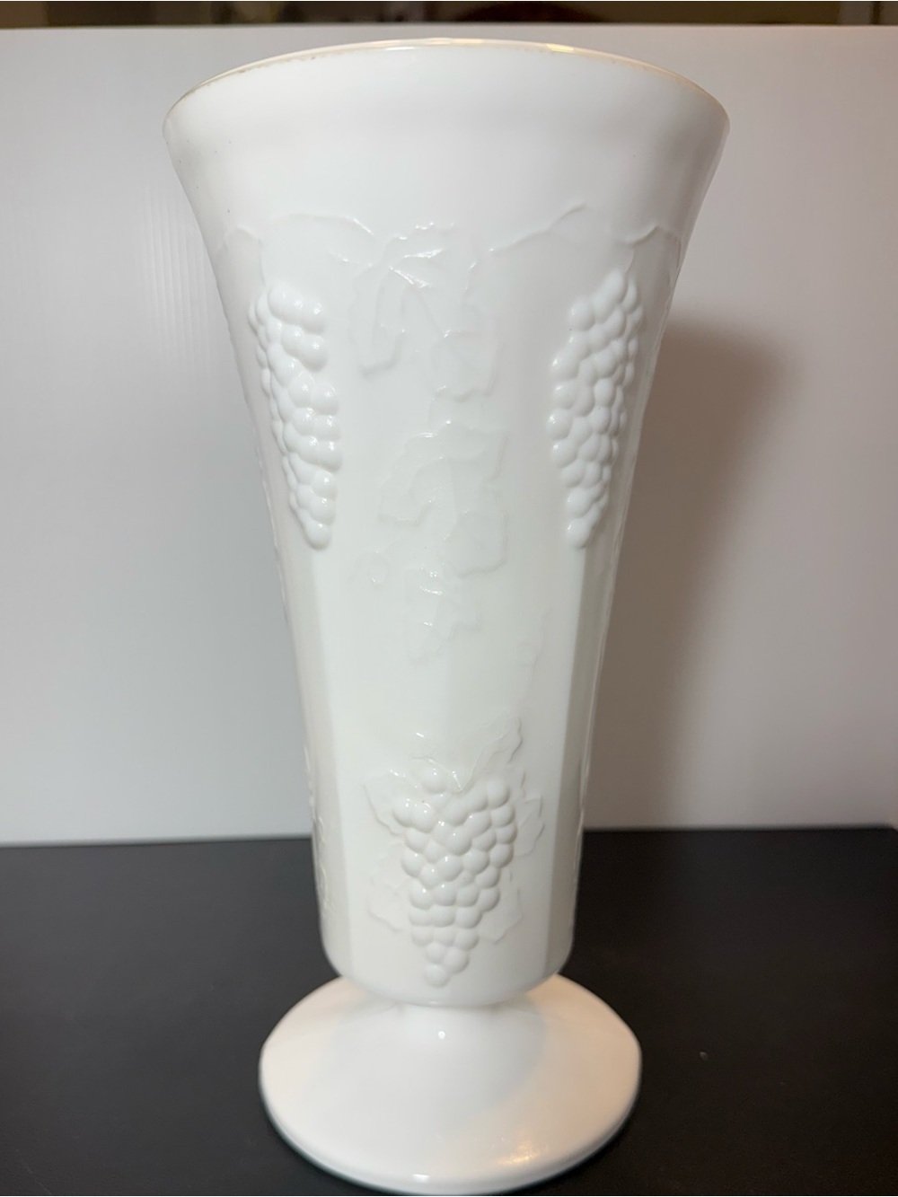 Indian Glass White Harvest Grape Pedestal Vase - Floral Vase